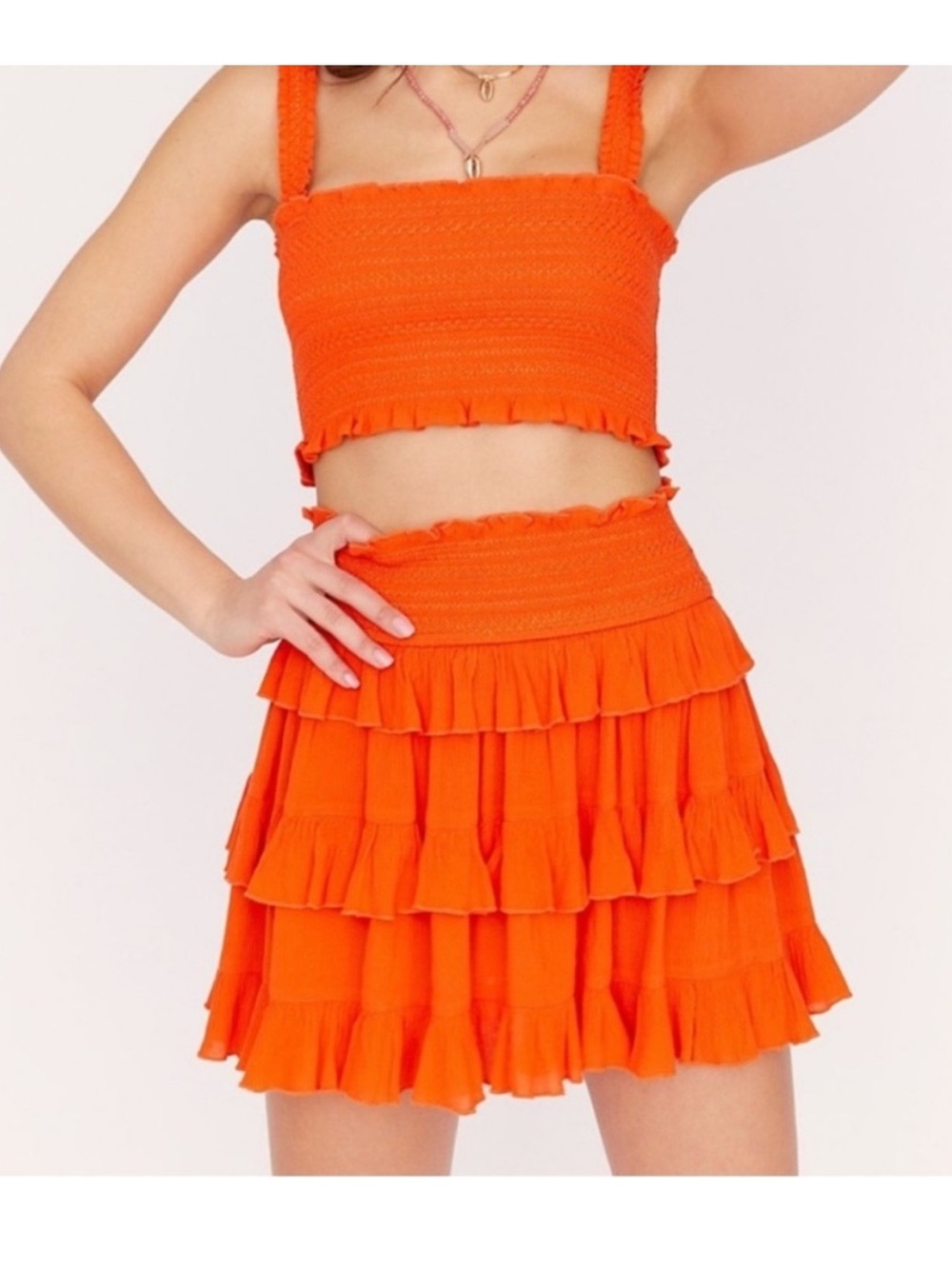 Free People Thalia Ruffled Smocked Skirt
